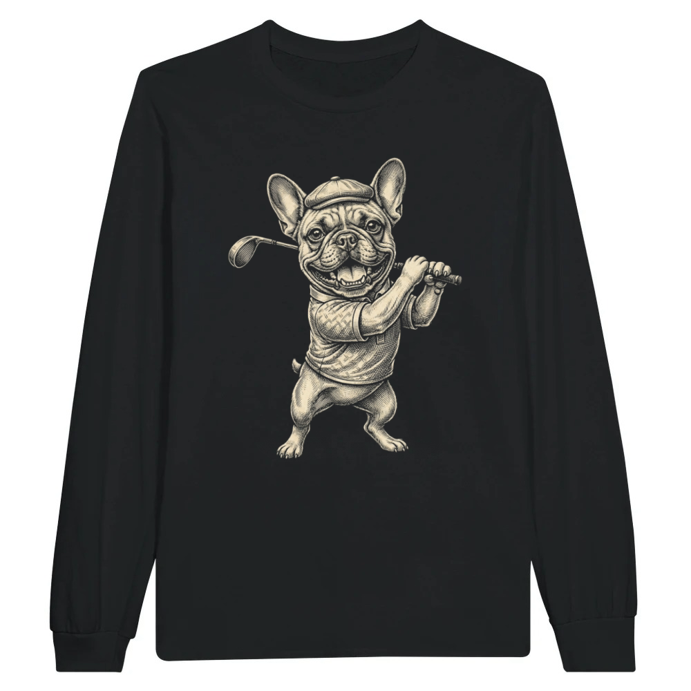 Product Funny French Bulldog Golf Player Sports Vintage Unisex Longsleeve