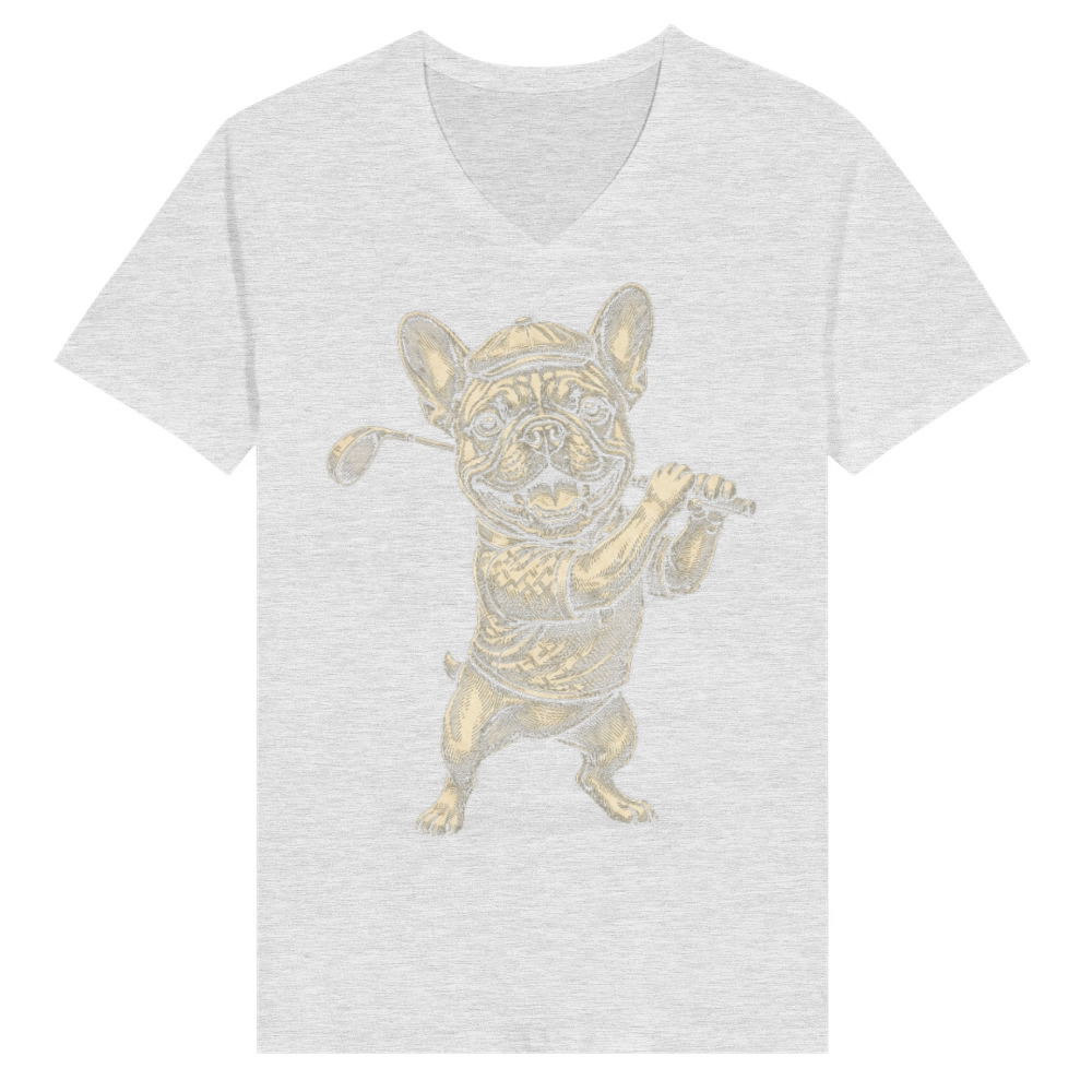 Product Funny French Bulldog Golf Player Sports Vintage V-Neck T-shirt