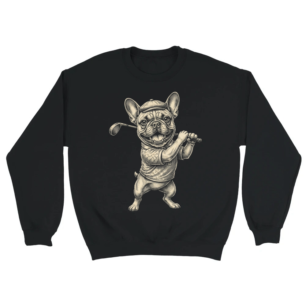 Product Funny French Bulldog Golf Player Sports Vintage Unisex Sweatshirt