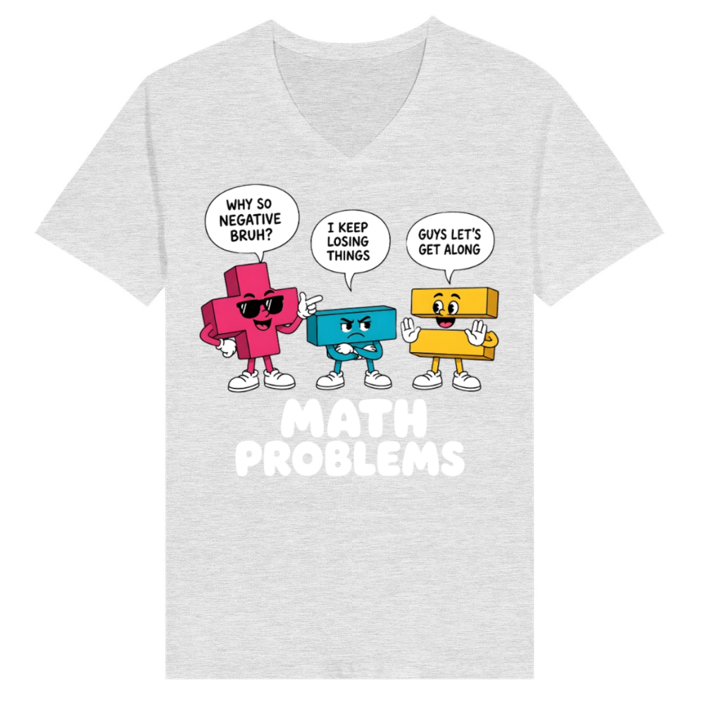Product Math Problems Symbols Funny Teacher Back to School V-Neck T-shirt