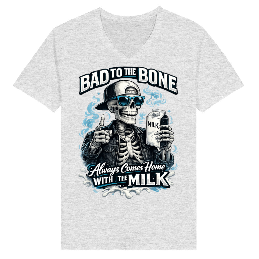 Product Funny Milk Lover Skeleton V-Neck T-shirt