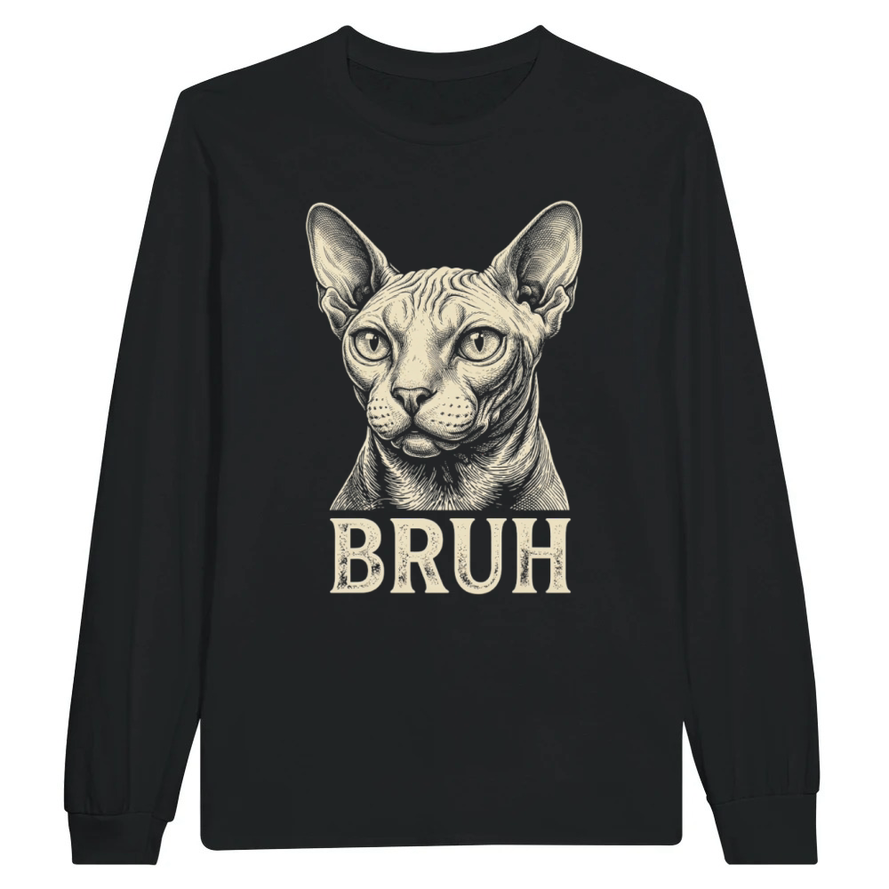 Product Funny Sphynx Cat Bruh Meme Retro Vintage Design Unisex Longsleeve
