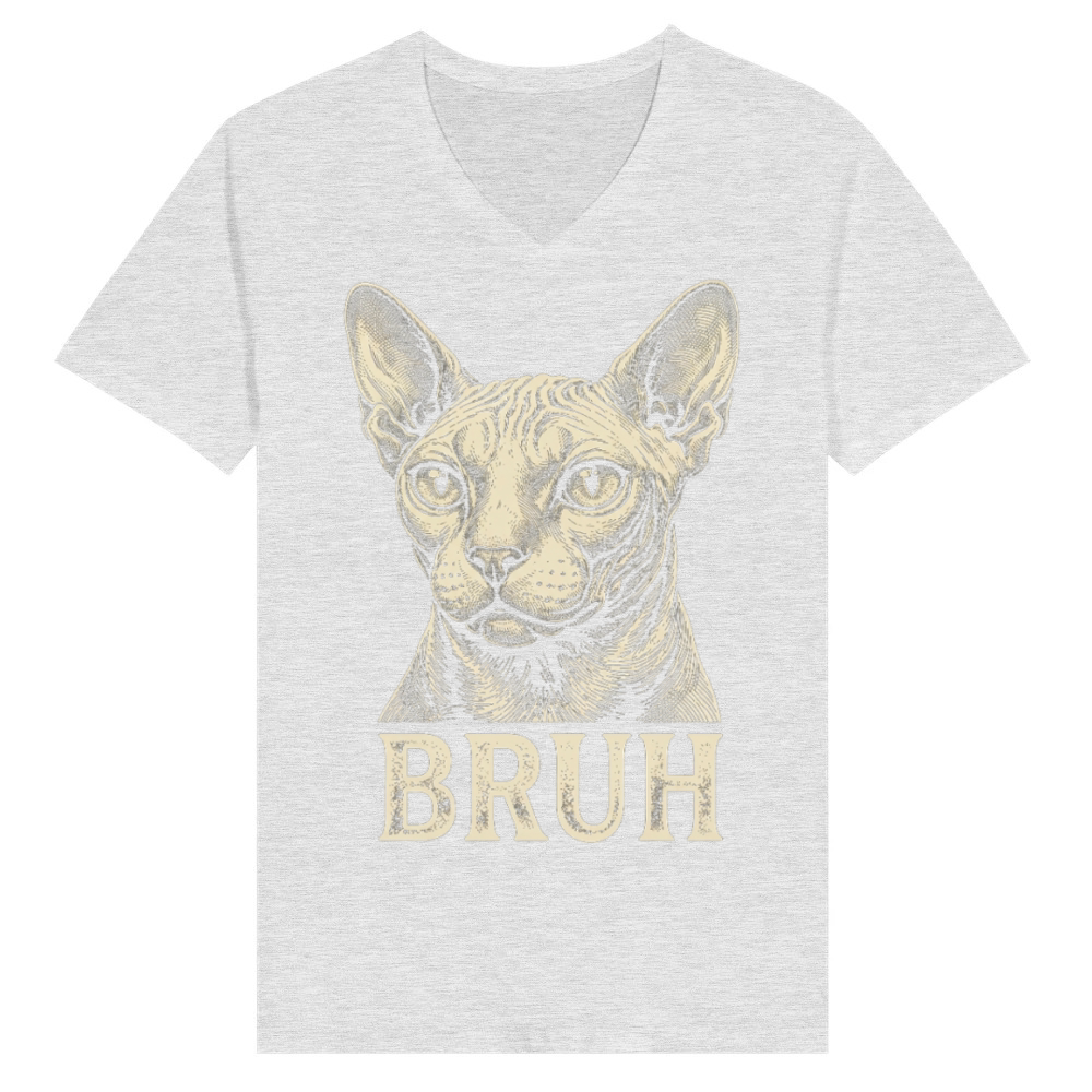 Product Funny Sphynx Cat Bruh Meme Retro Vintage Design V-Neck T-shirt
