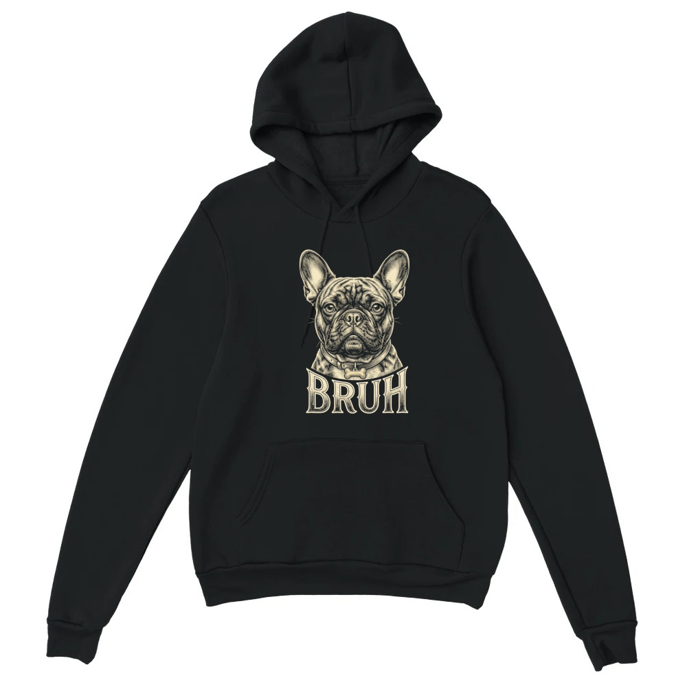 Product Funny French Bulldog Bruh Meme Vintage Retro Dog Unisex Hoodie