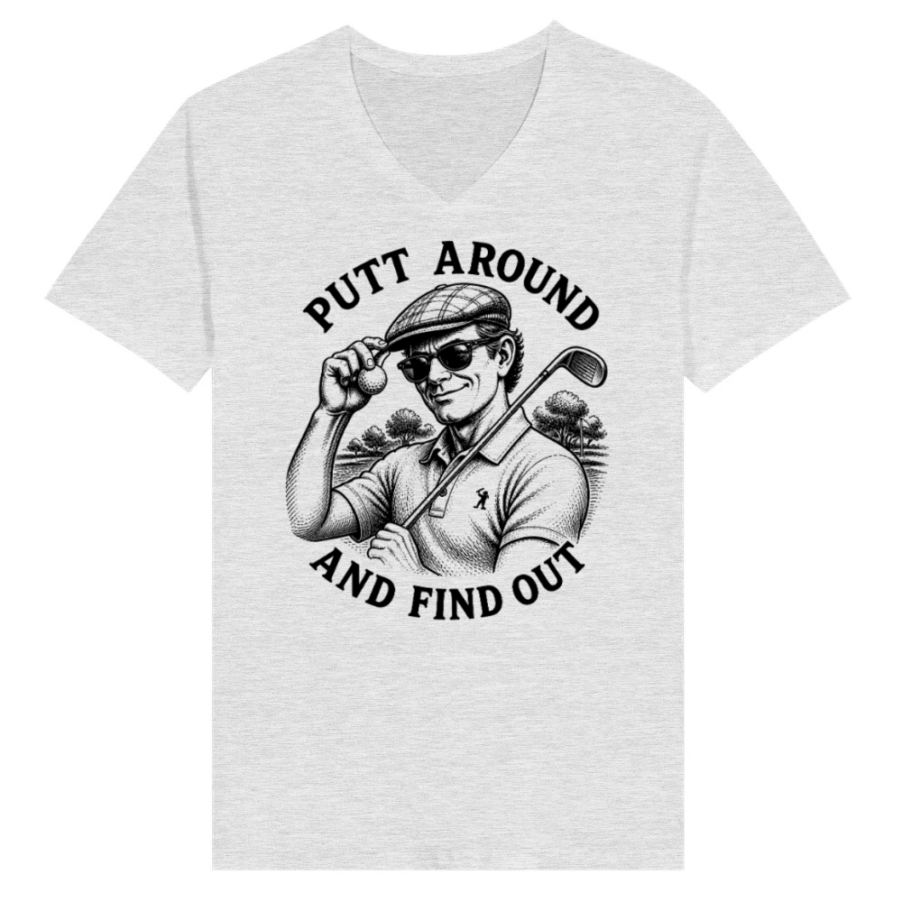 Product Putt Around And Find Out Men's Funny Golf V-Neck T-shirt