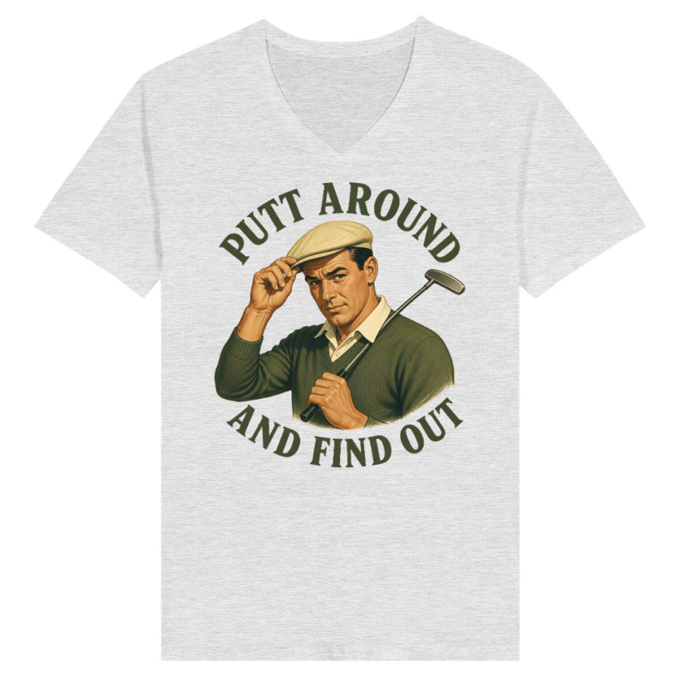 Product Putt Around And Find Out Men's Funny Golf V-Neck T-shirt