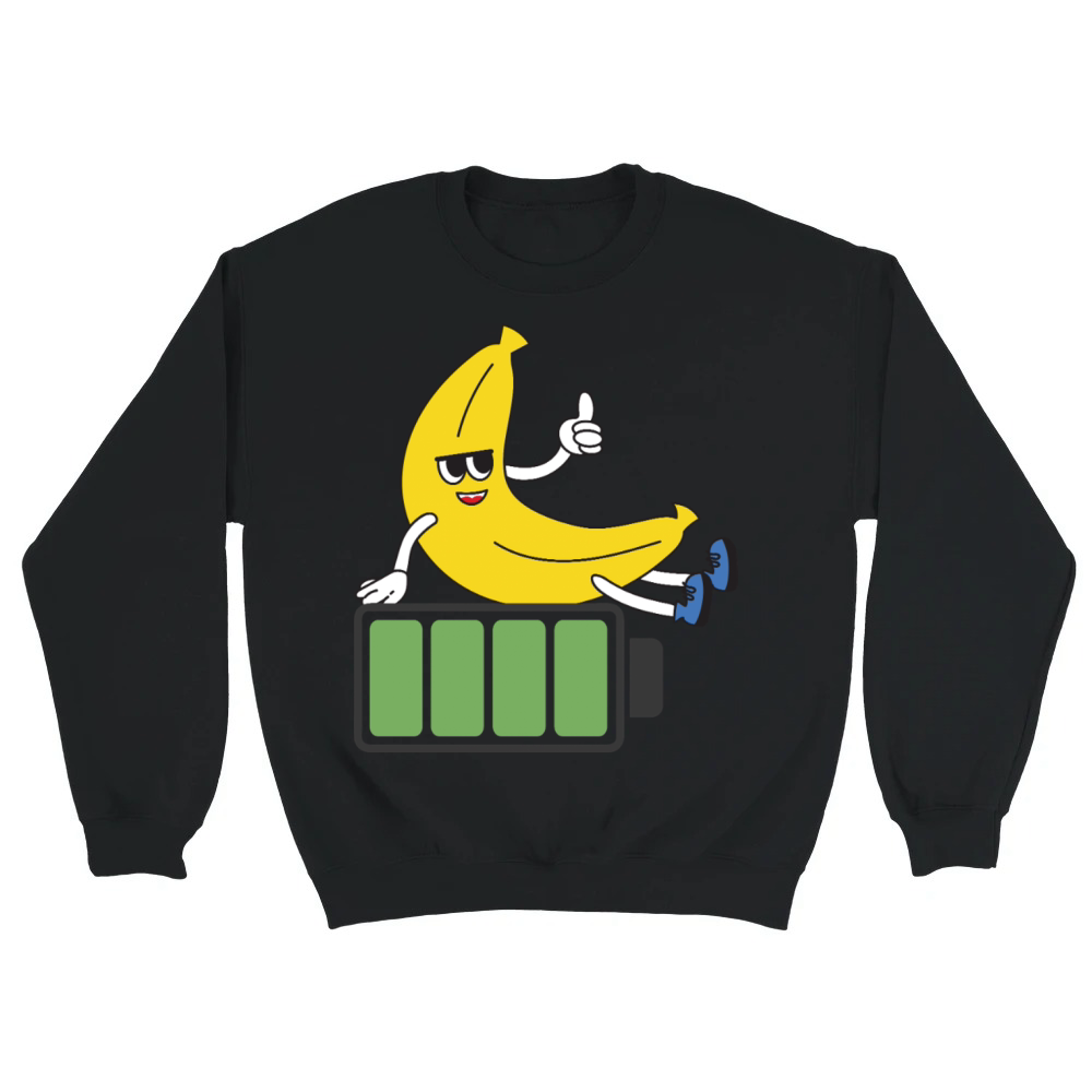 Product Funny Banana Full Battery Energy Retro Cartoon Unisex Sweatshirt