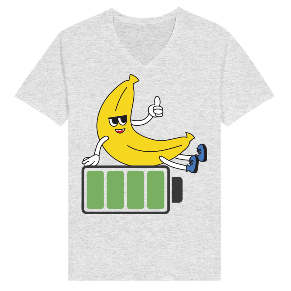 Product Funny Banana Full Battery Energy Retro Cartoon V-Neck T-shirt