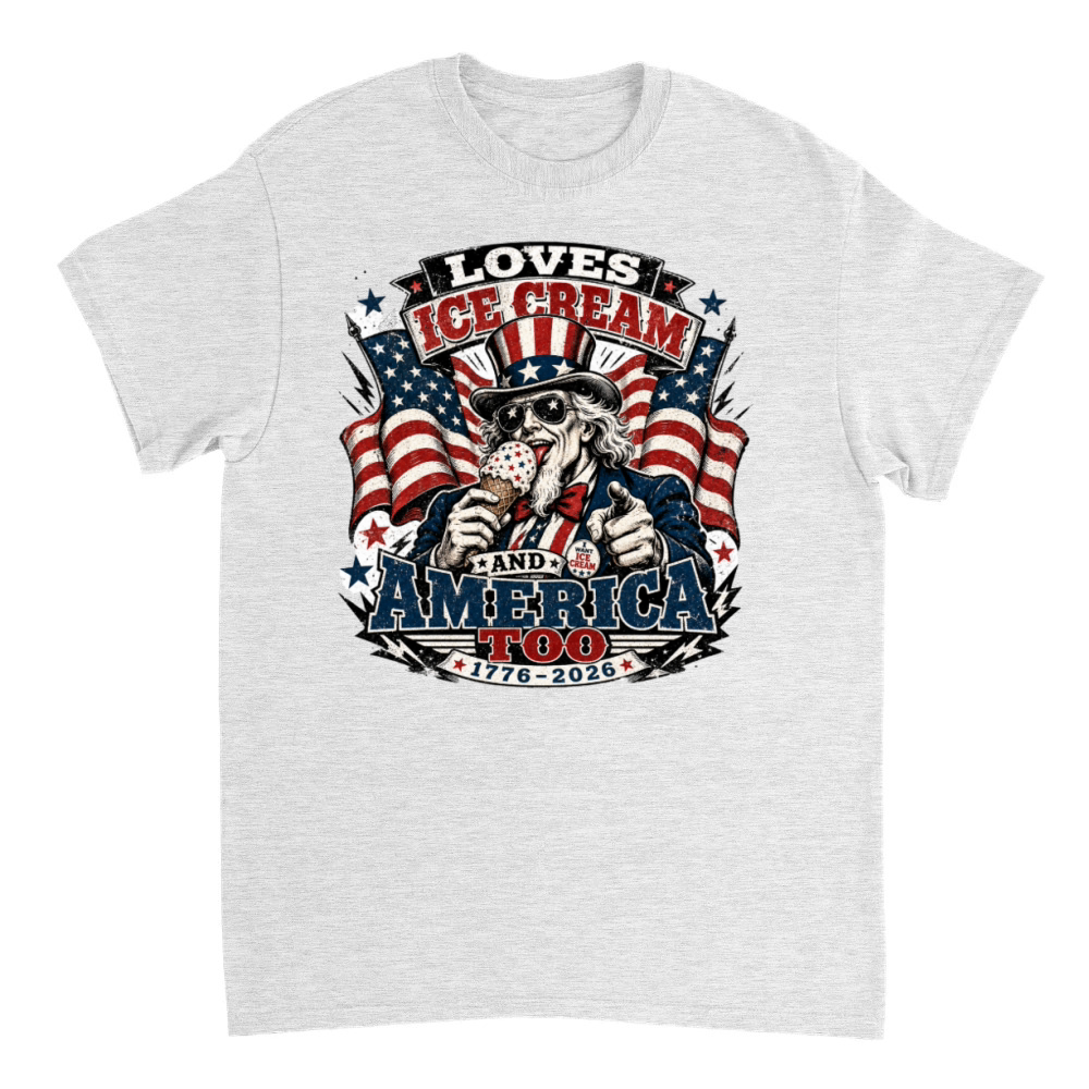 Product Loves Ice Cream and America too Funny USA 250 T-Shirt