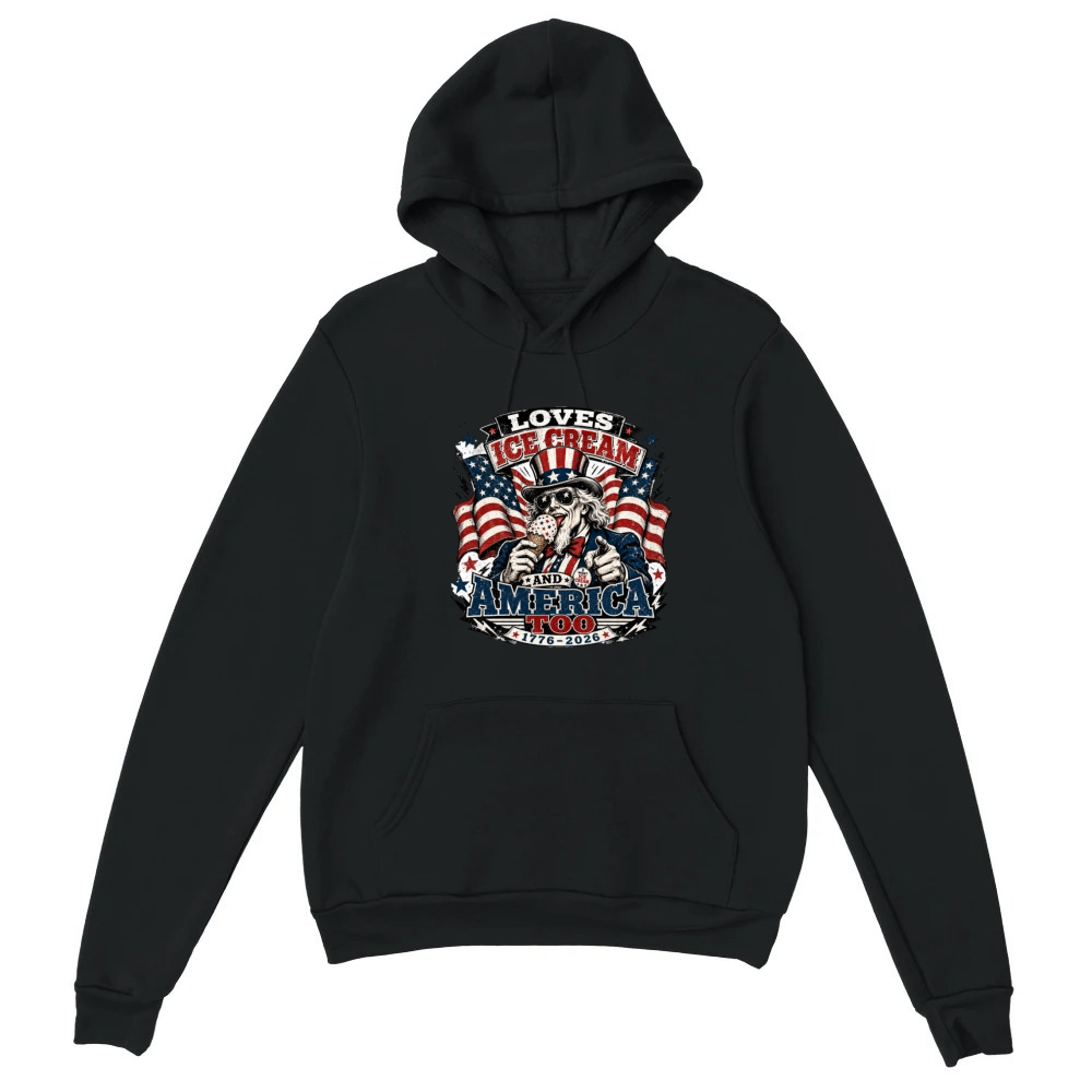 Product Loves Ice Cream and America too Funny USA 250 Unisex Hoodie