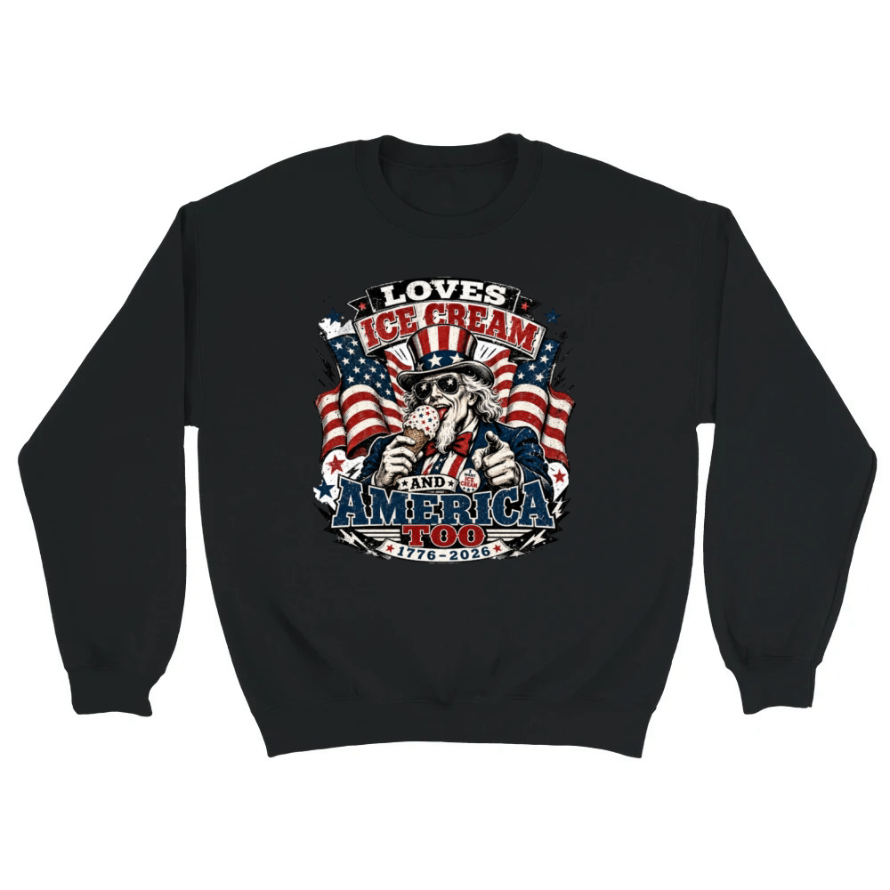 Product Loves Ice Cream and America too Funny USA 250 Unisex Sweatshirt