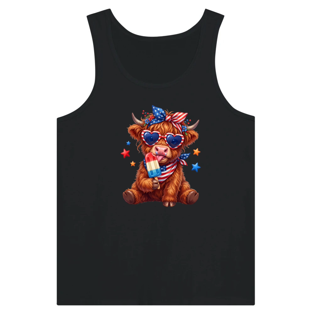 Product Funny Highland Cow 4th of July Tank Top