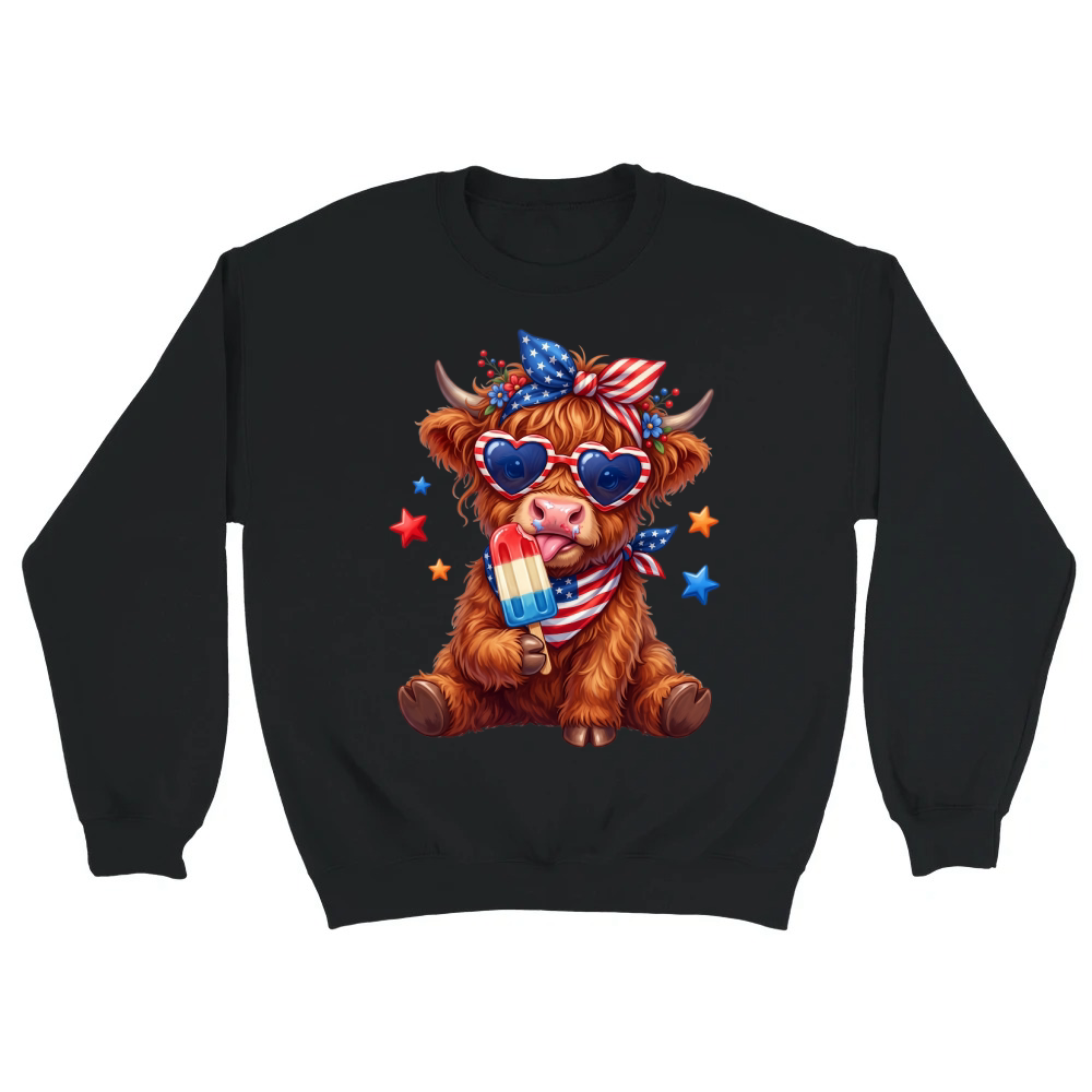 Product Funny Highland Cow 4th of July Unisex Sweatshirt