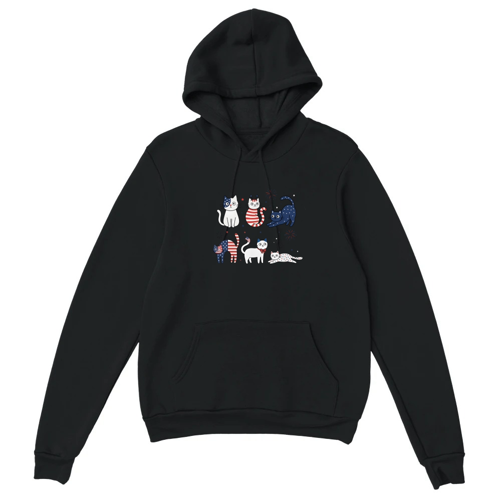 Product Funny Cat USA Flag 4th of July Unisex Hoodie