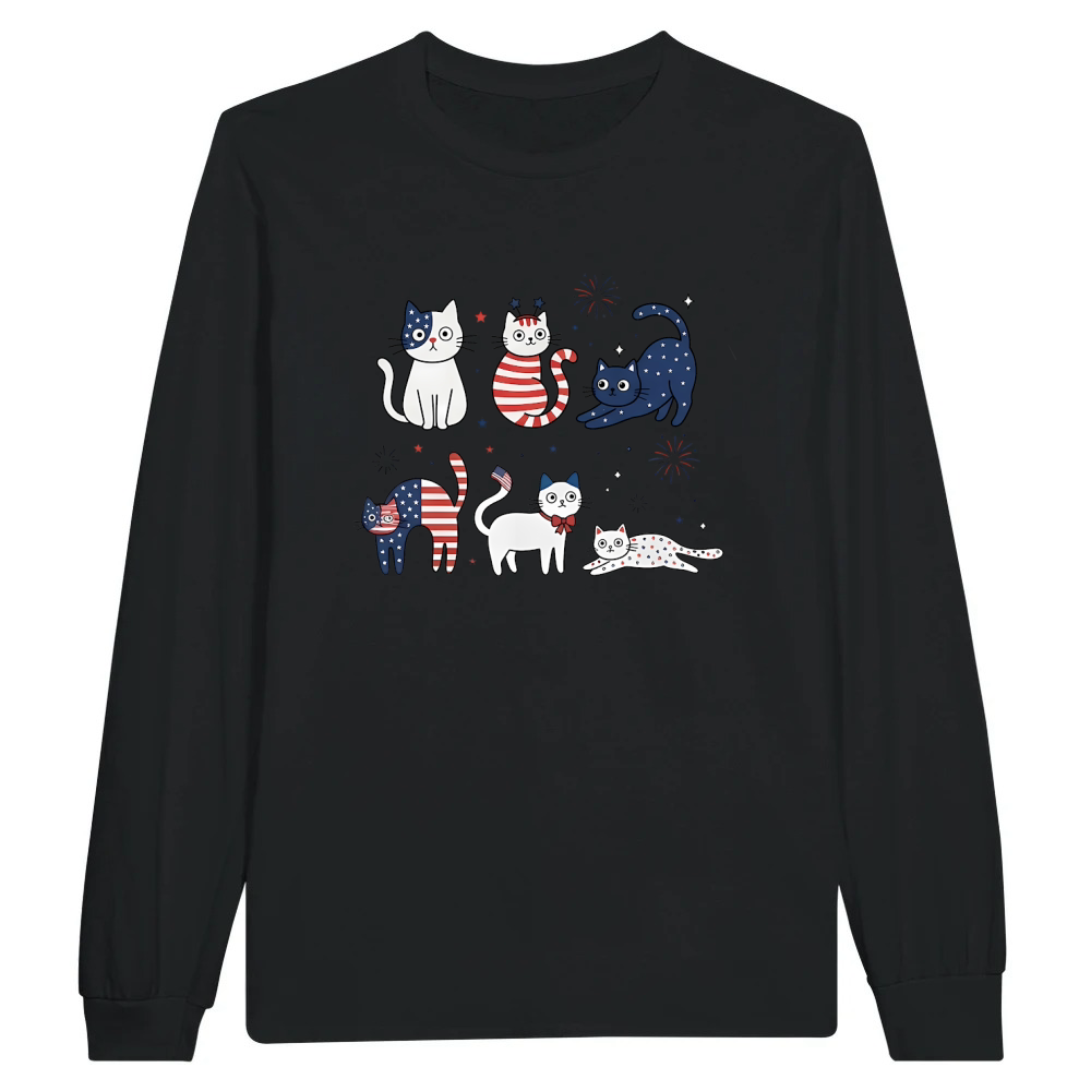 Product Funny Cat USA Flag 4th of July Unisex Longsleeve