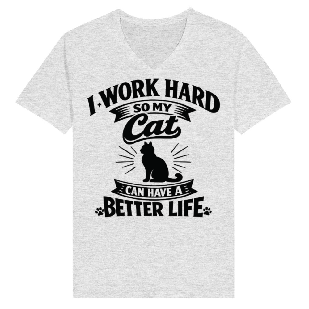 Product Funny Cat Shirt I Work Hard So My Cat Can Live V-Neck T-shirt