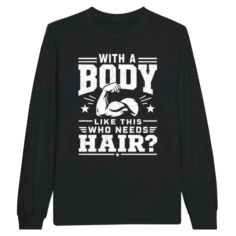 Product Funny Bald Guy Dad Bod Humor Muscle For Men Unisex Longsleeve