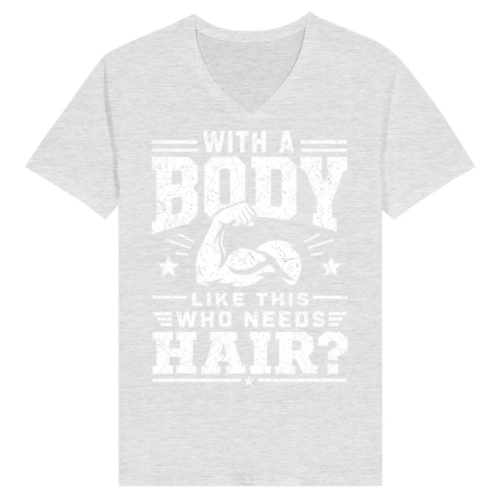 Product Funny Bald Guy Dad Bod Humor Muscle For Men V-Neck T-shirt