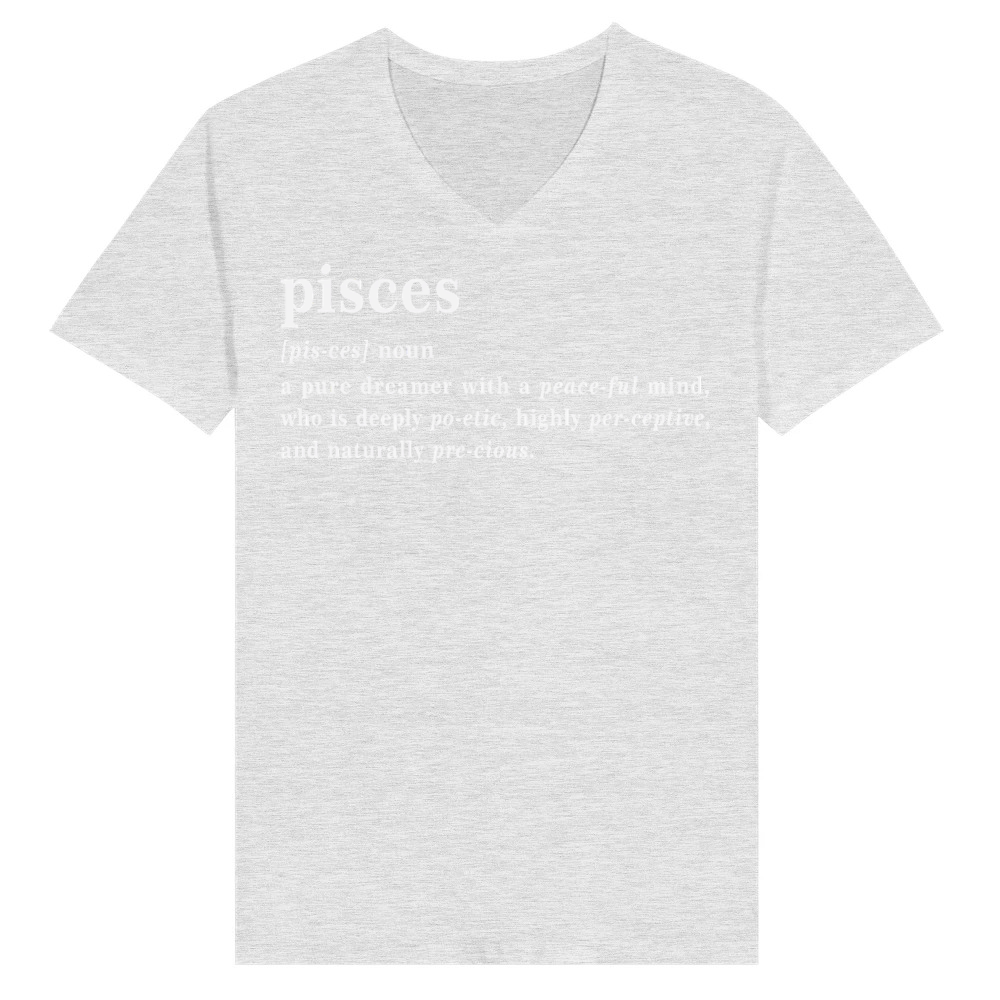 Product Pisces Dictionary Definition Funny Typography V-Neck T-shirt