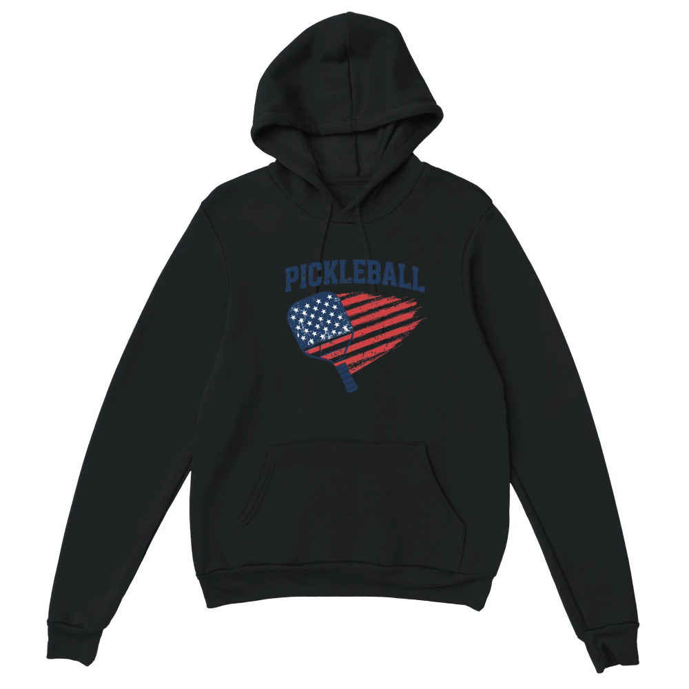 Product Funny Pickleball Paddle American Flag Patriotic Unisex Hoodie