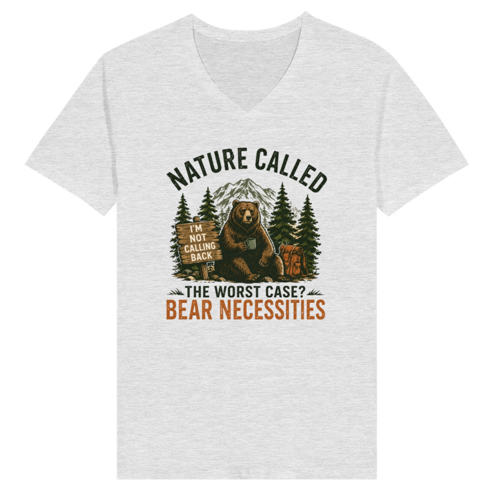 Product Funny Bear Camping Sign Nature V-Neck T-shirt