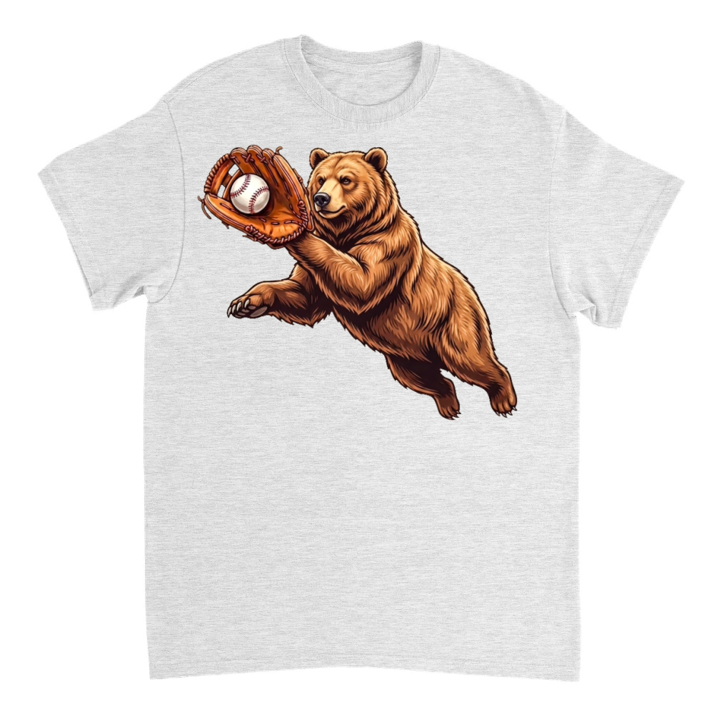 Product Funny Bear Catching Ball Baseball Wild Animal T-Shirt