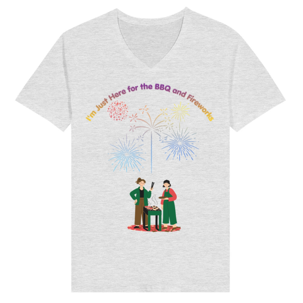 Product Just Here For BBQ And Fireworks Funny Summer Desig V-Neck T-shirt