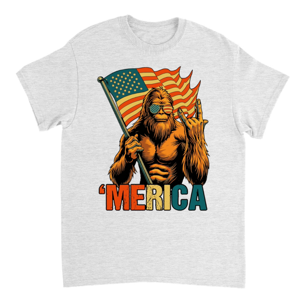 Product Funny Retro Bigfoot Merica American Flag Patriot T-Shirt