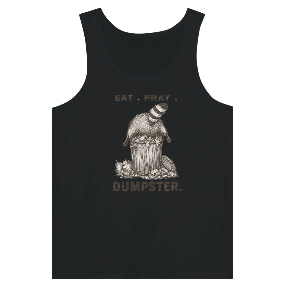 Product Eat Pray Dumpster Raccoon Funny Trash Panda Parody Tank Top