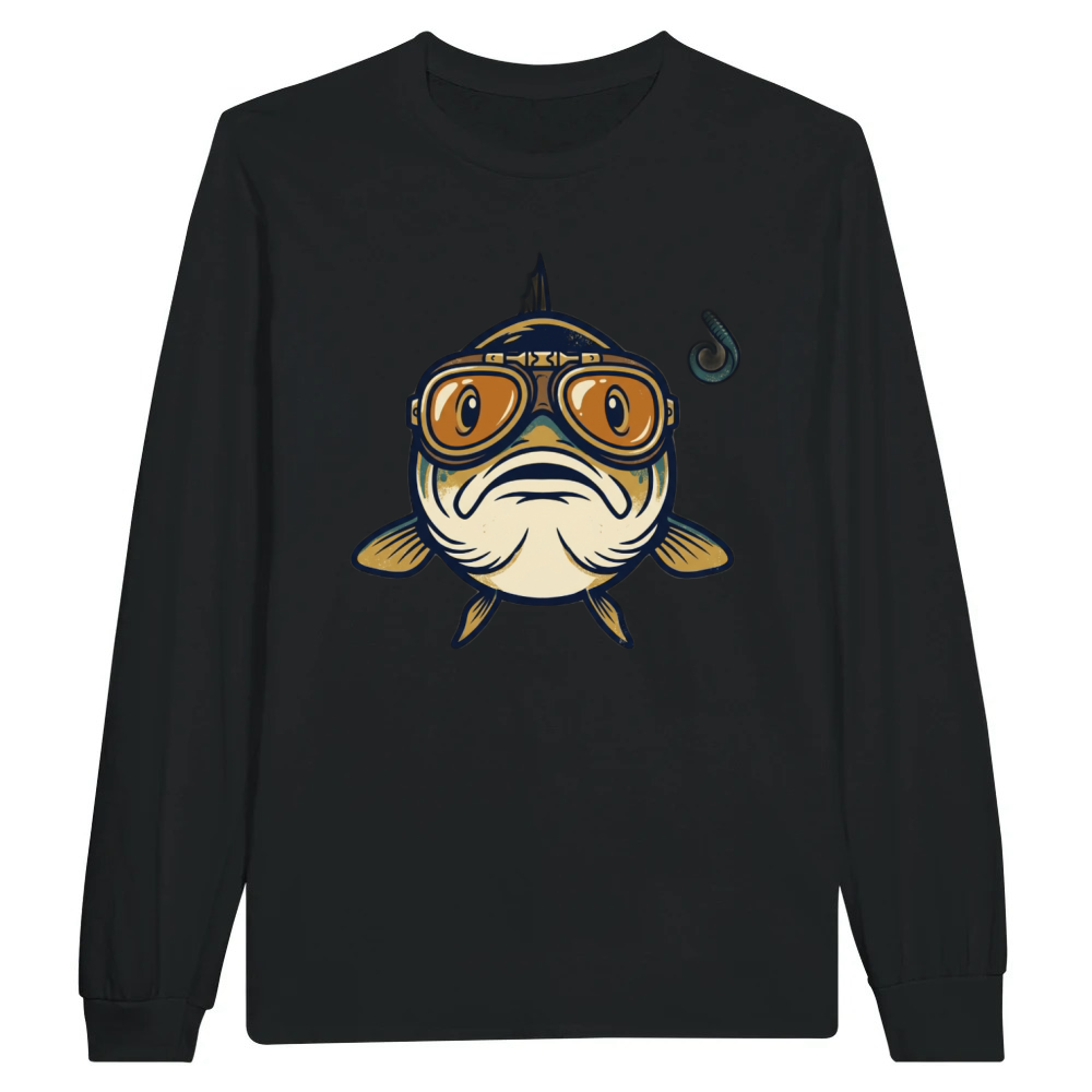 Product Funny Bass Fishing Aviator Goggles Weird Dad Gift Unisex Longsleeve