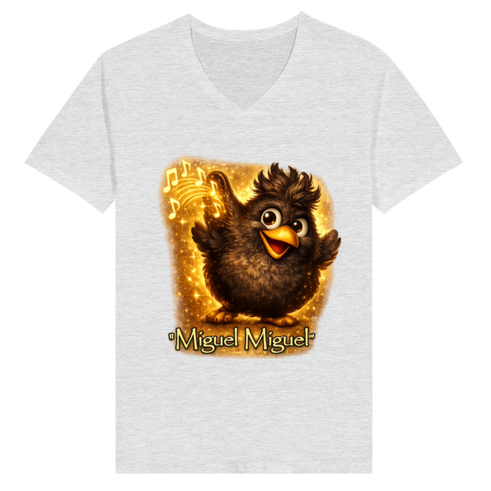Product Miguel Miguel Funny Phonk Meme Black Bird Singing V-Neck T-shirt