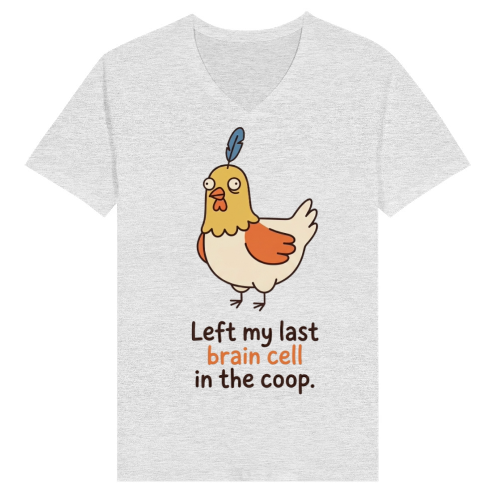 Product Left My Last Brain Cell Funny Burnout Chicken V-Neck T-shirt
