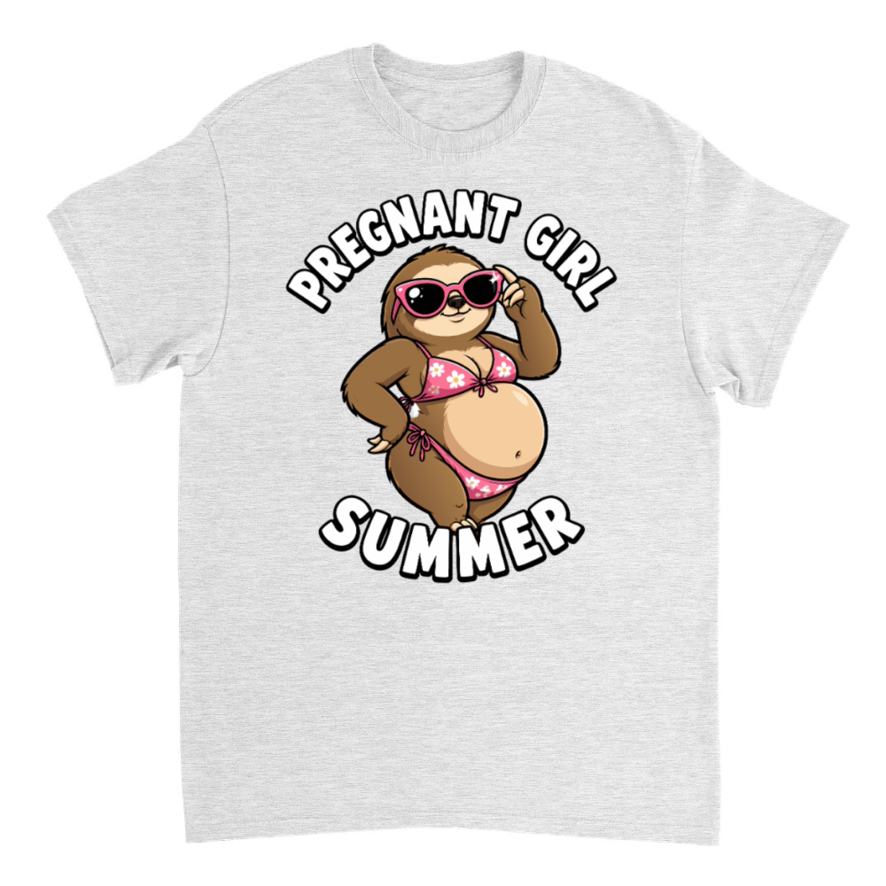 Product Pregnant Girl Summer Beach Sloth Funny Pregnancy T-Shirt