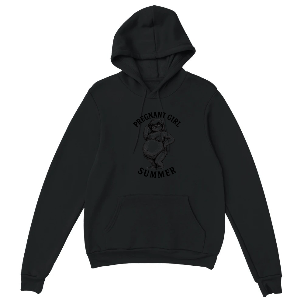 Product Pregnant Girl Summer Beach Sloth Funny Pregnancy Unisex Hoodie