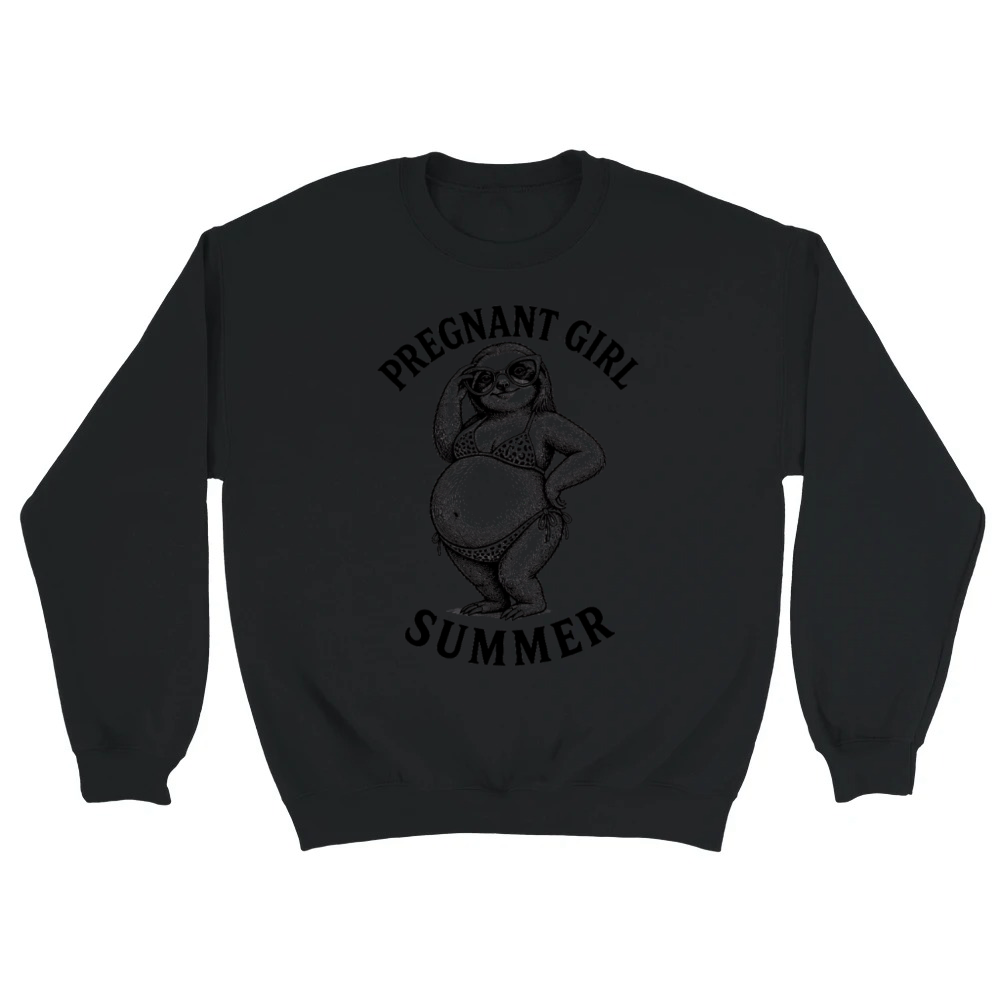 Product Pregnant Girl Summer Beach Sloth Funny Pregnancy Unisex Sweatshirt