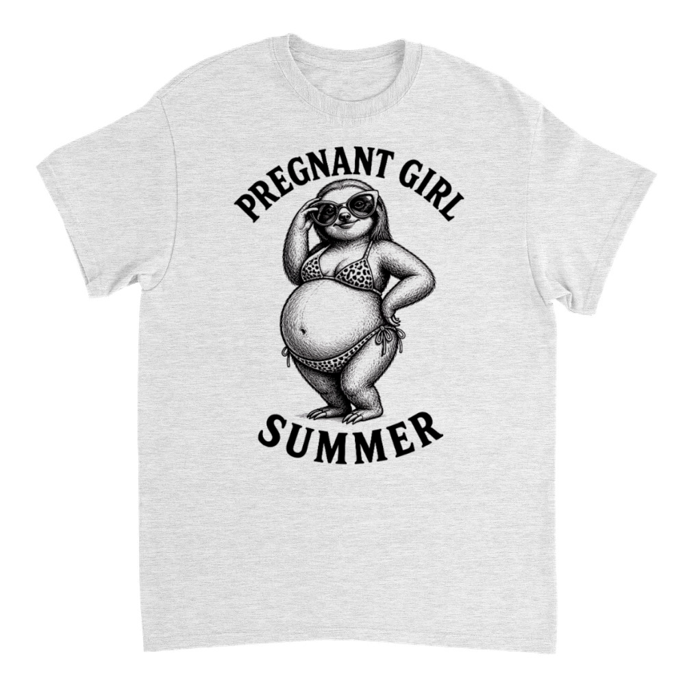 Product Pregnant Girl Summer Beach Sloth Funny Pregnancy T-Shirt