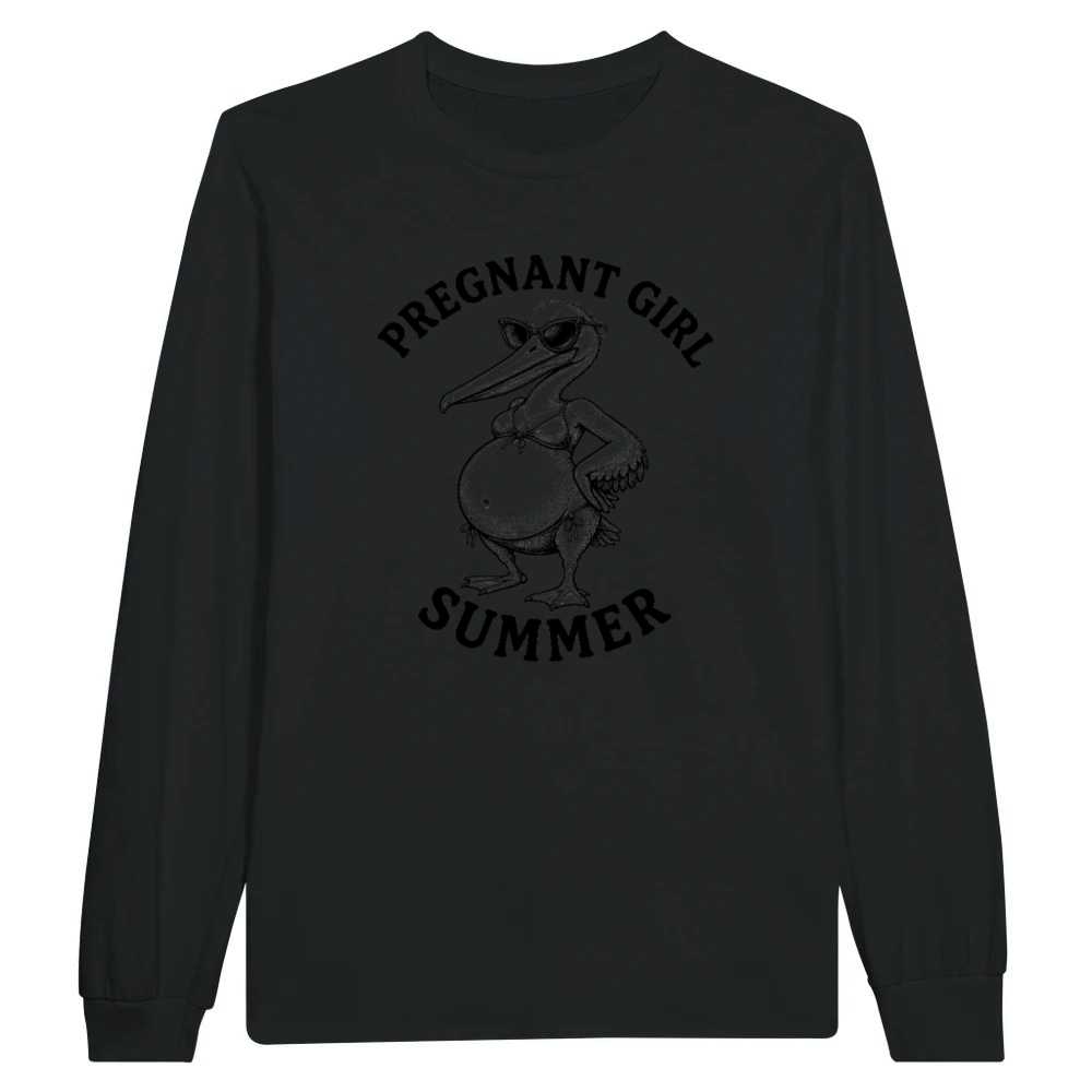 Product Pregnant Girl Summer Beach Pelican Funny Pregnancy Unisex Longsleeve