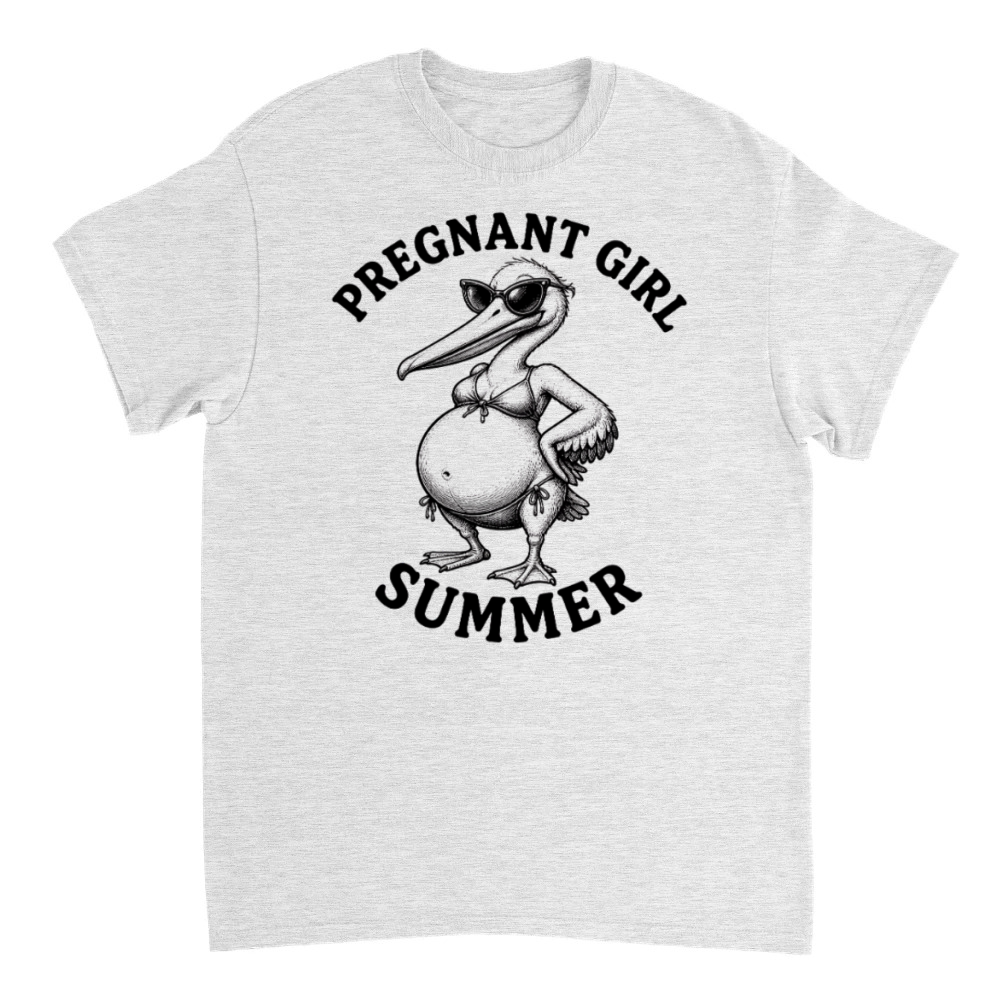 Product Pregnant Girl Summer Beach Pelican Funny Pregnancy T-Shirt