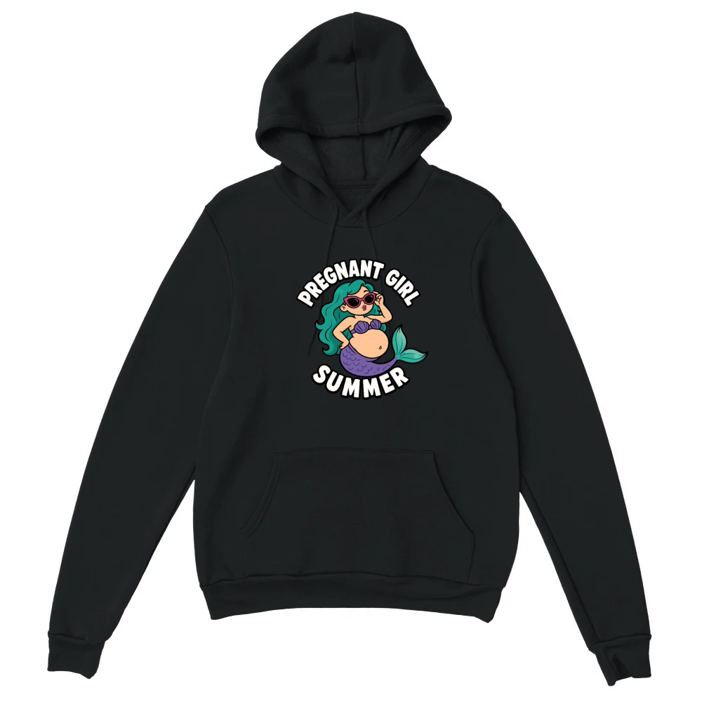 Product Pregnant Girl Summer Beach Mermaid Funny Pregnancy Unisex Hoodie