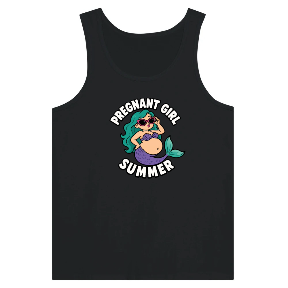 Product Pregnant Girl Summer Beach Mermaid Funny Pregnancy Tank Top