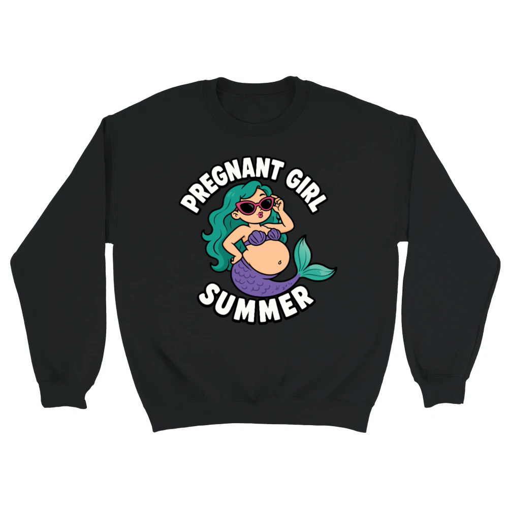 Product Pregnant Girl Summer Beach Mermaid Funny Pregnancy Unisex Sweatshirt