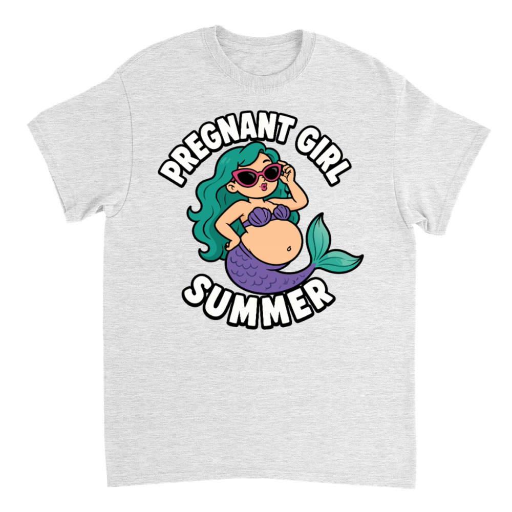 Product Pregnant Girl Summer Beach Mermaid Funny Pregnancy T-Shirt