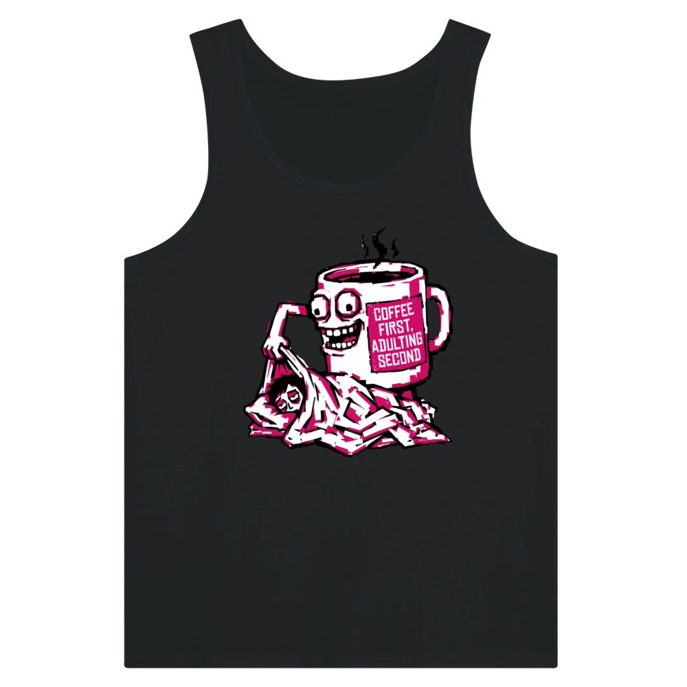 Product Coffee First Adulting Second Funny Quote Tank Top