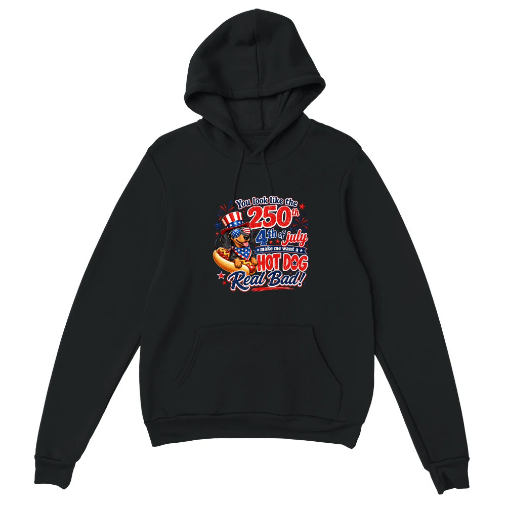 Product Funny 4th July 250th Hot Dog Lover Unisex Hoodie