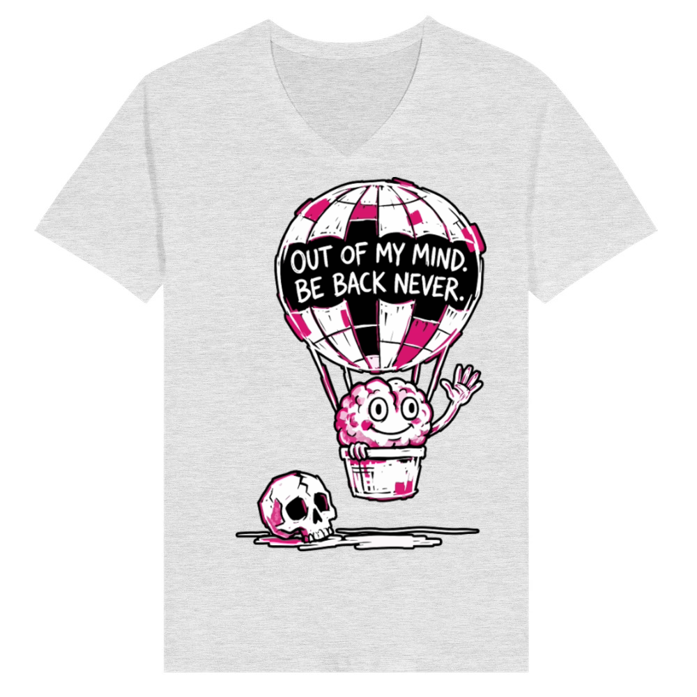 Product Out of My Mind Be Back Never Funny Brain V-Neck T-shirt