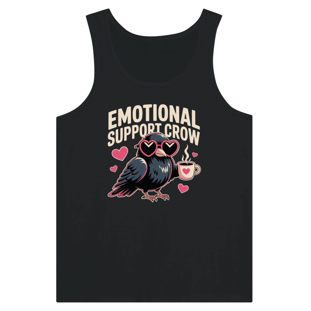 Product Emotional Support Crow Funny T-Shirts Coffee Raven Tank Top