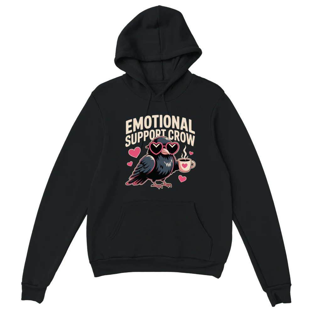Product Emotional Support Crow Funny T-Shirts Coffee Raven Unisex Hoodie