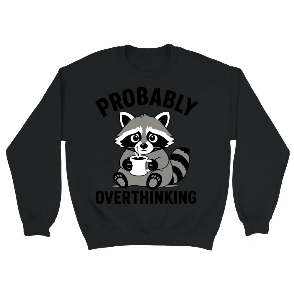 Product Probably Overthinking Funny Raccoon Retro T-Shirt Unisex Sweatshirt