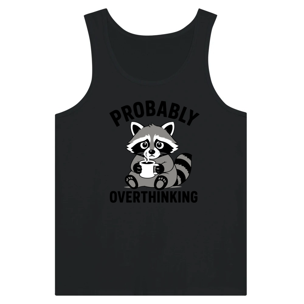 Product Probably Overthinking Funny Raccoon Retro T-Shirt Tank Top