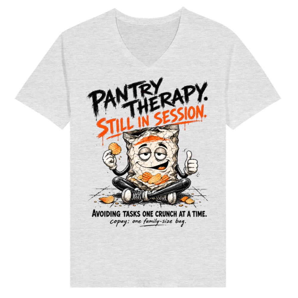 Product Pantry Therapy Procrastination Potato Chips Funny V-Neck T-shirt